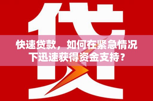 林芝快速贷款，如何在紧急情况下迅速获得资金支持？
