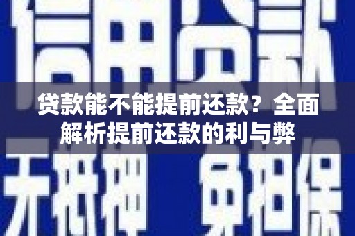 林芝贷款能不能提前还款？全面解析提前还款的利与弊