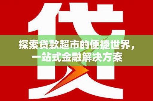 林芝探索贷款超市的便捷世界，一站式金融解决方案