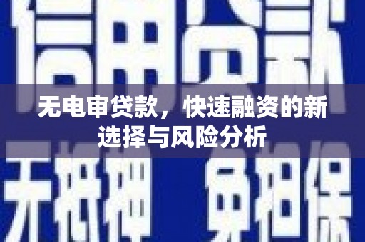 林芝无电审贷款，快速融资的新选择与风险分析